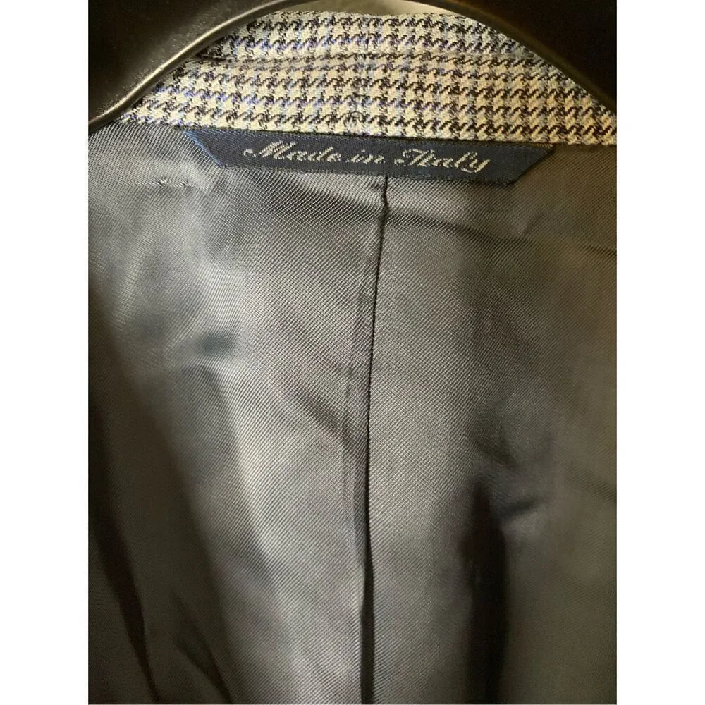 Canali 100% wool blazer suit jacket patterned double vented men's size 52